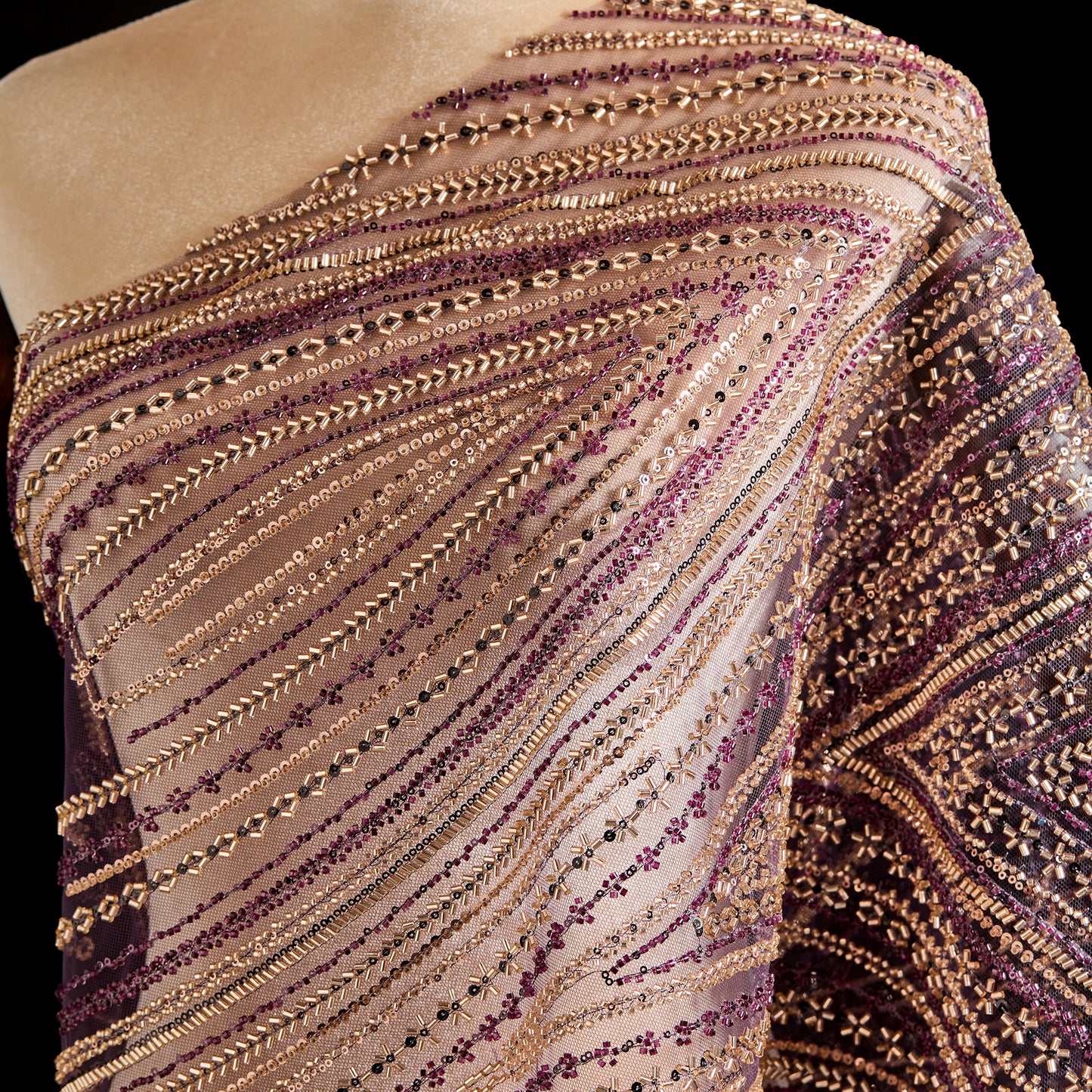 FT25-276-Fuchsia embroidered fabric