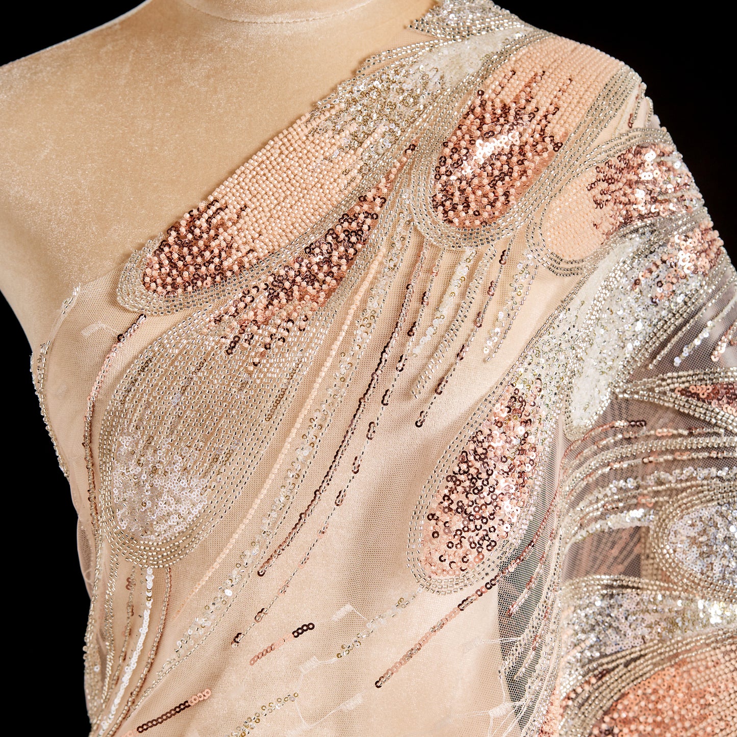 FT25-043-Gold embroidered fabric