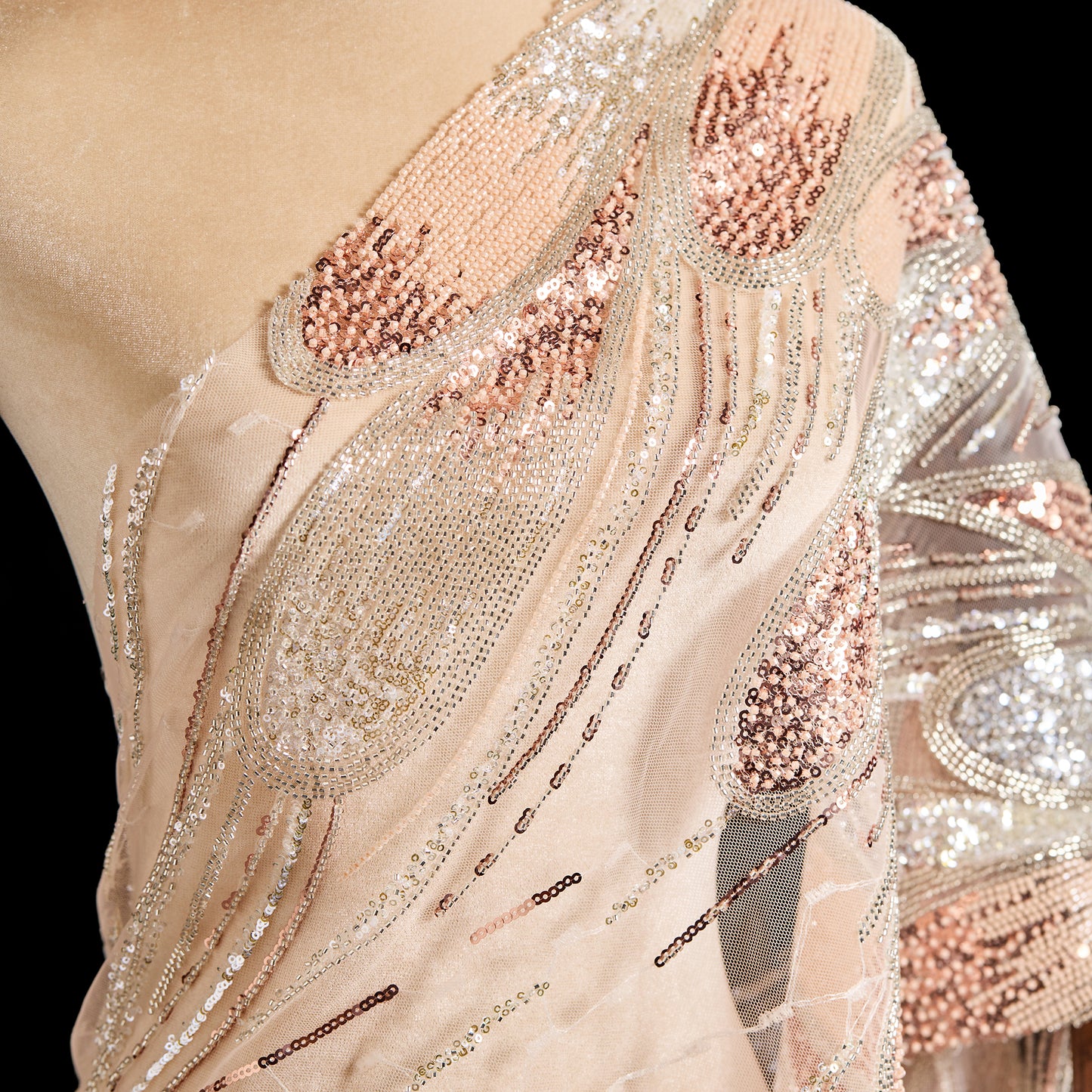 FT25-043-Gold embroidered fabric