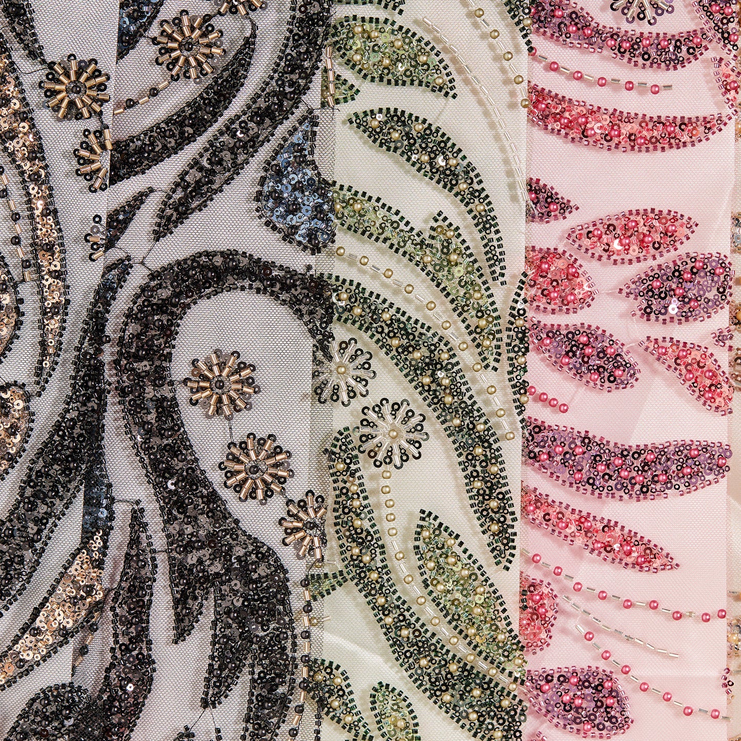 FT25-107-Red ornate embroidered fabric