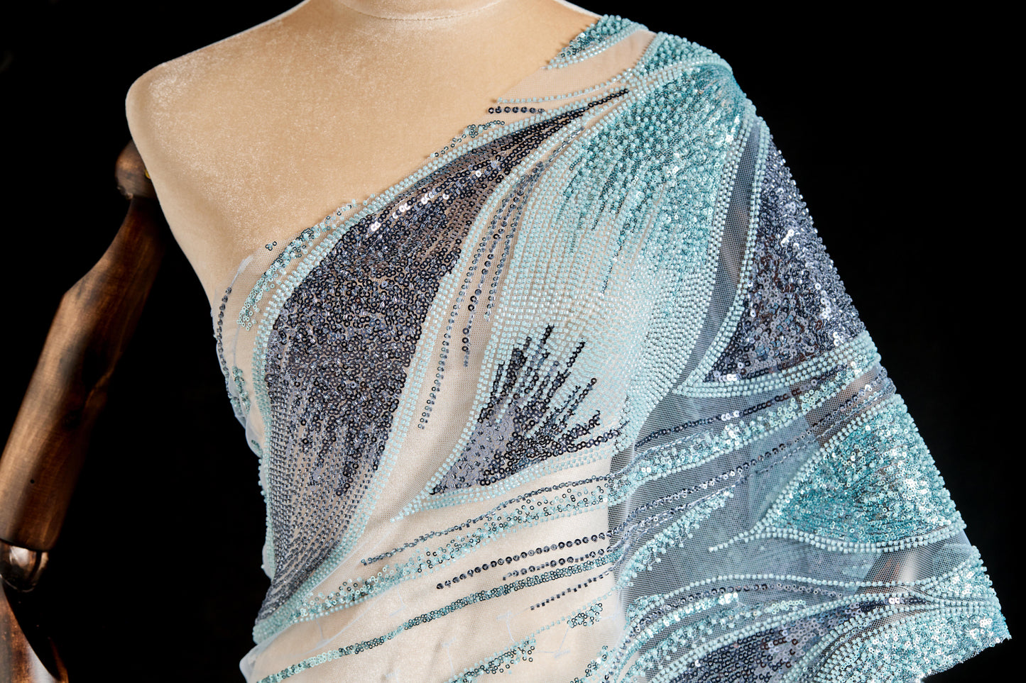 FT25-052B-blue embroidered fabric