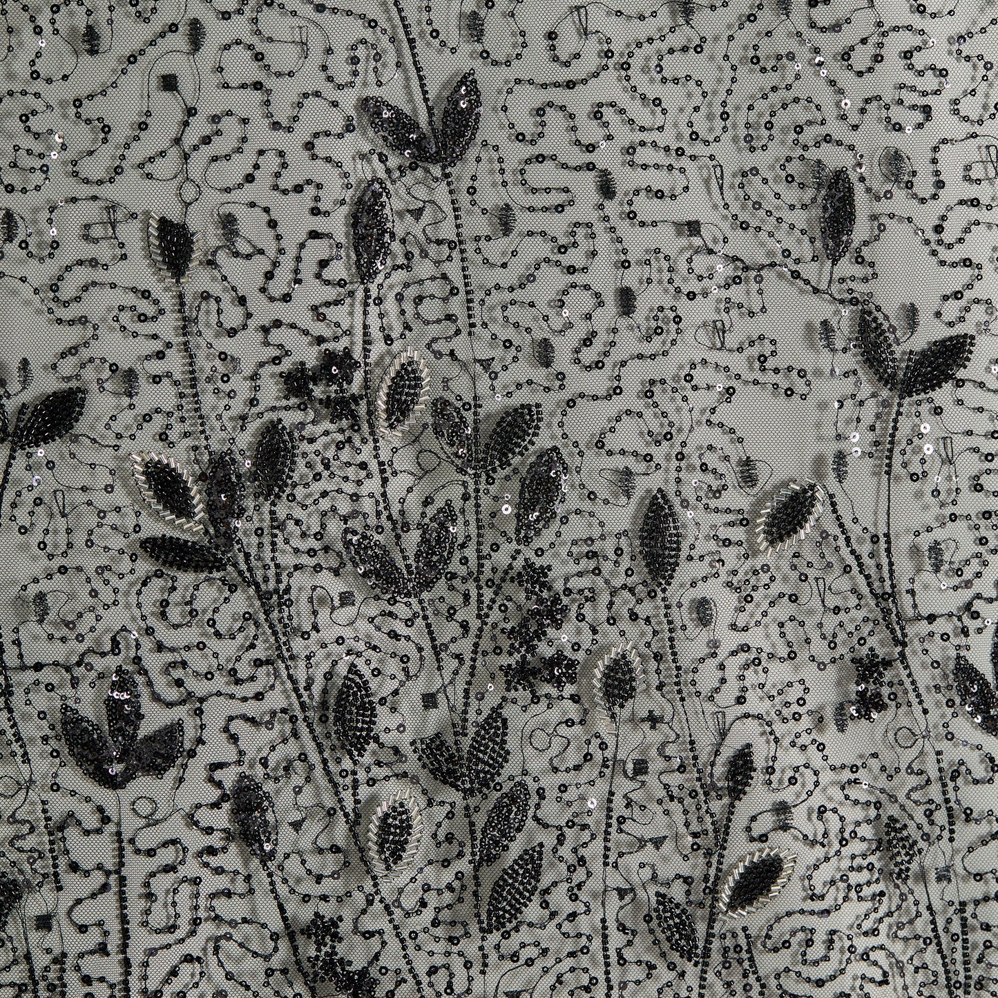 FT25-056B-Black embroidered fabric