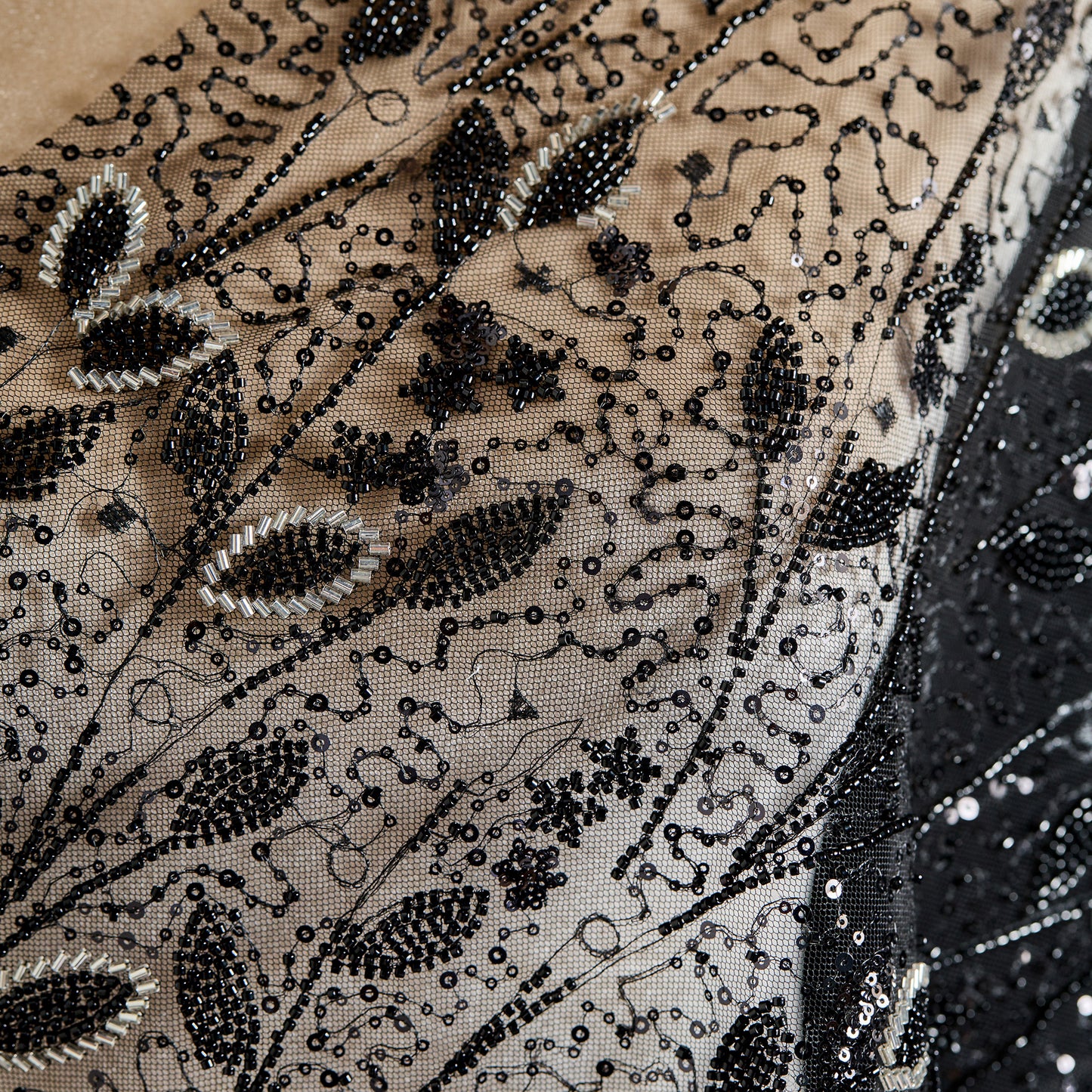 FT25-056B-Black embroidered fabric