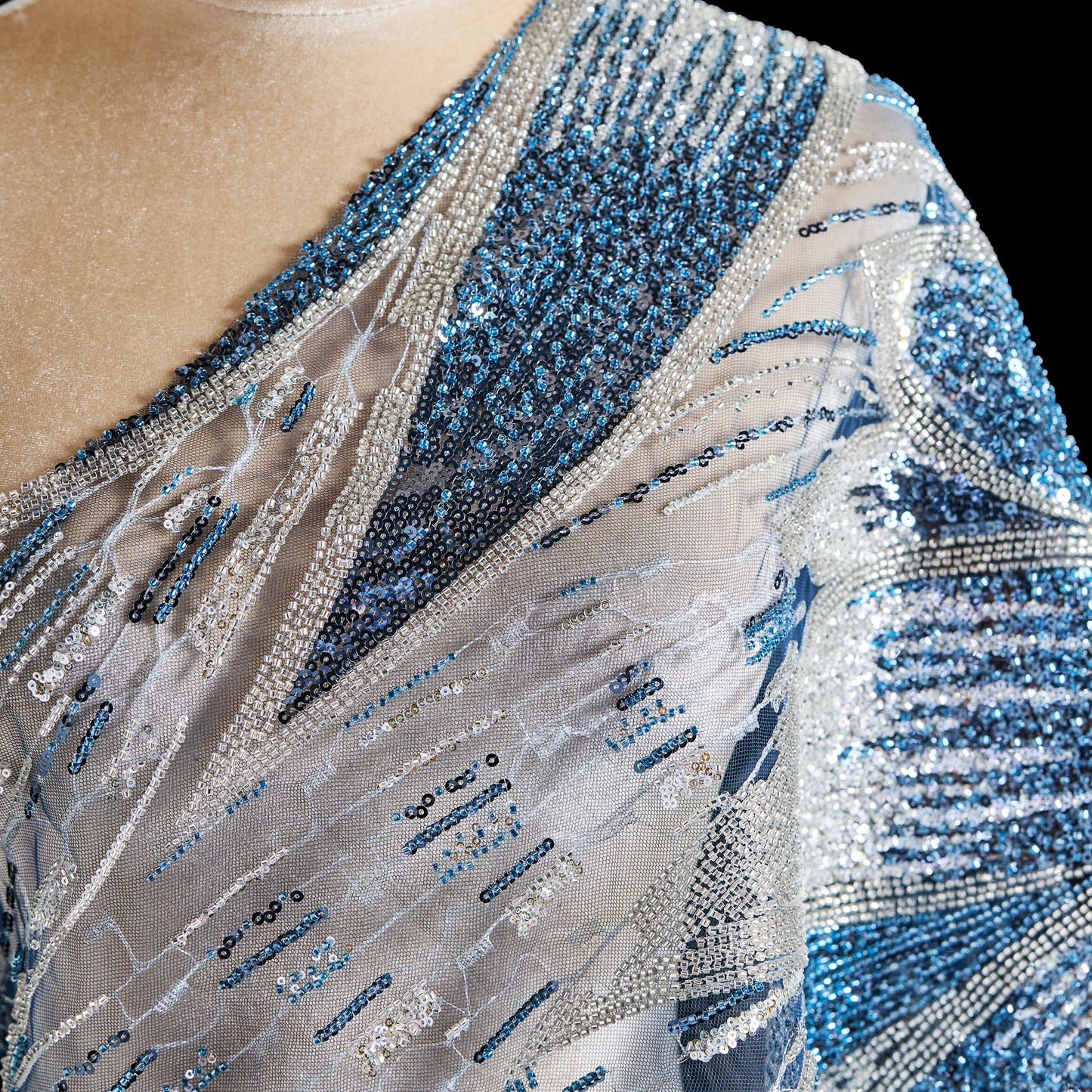 FT25-031B-blue embroidered fabric