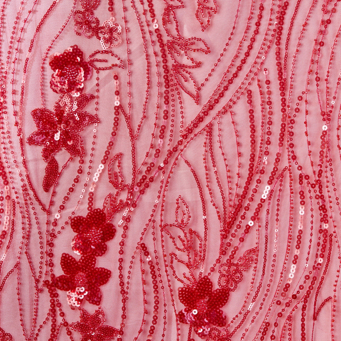 FT25-200-Red sequin embroidery fabric