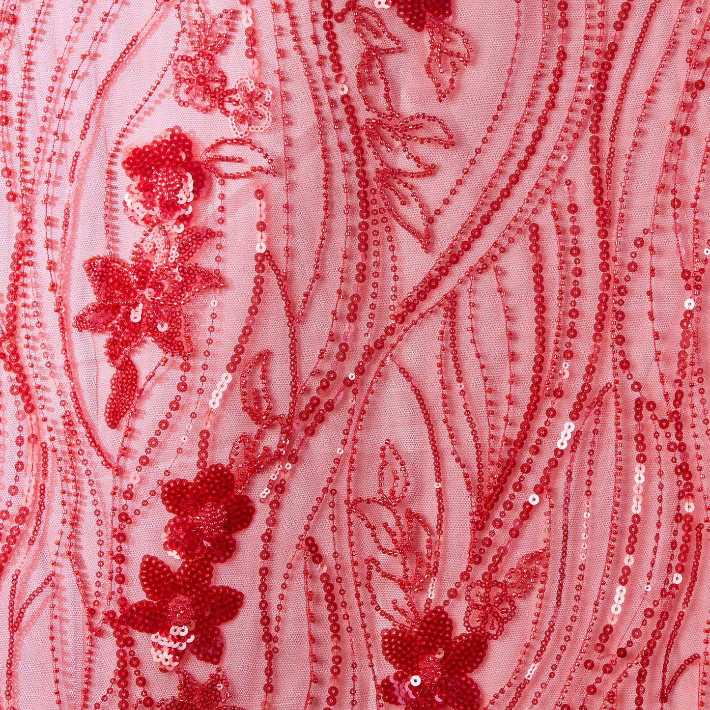 FT25-200-Red sequin embroidery fabric