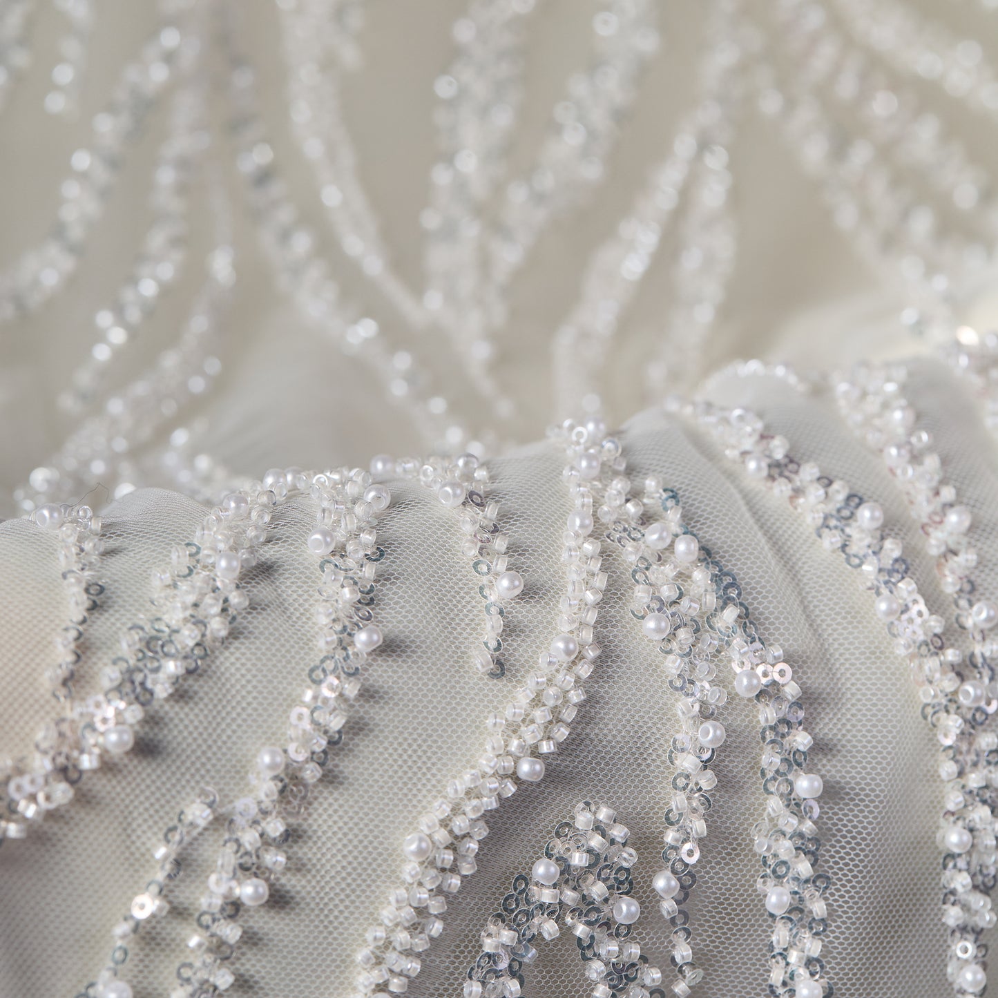 FT25-124-White sequin embroidery fabric