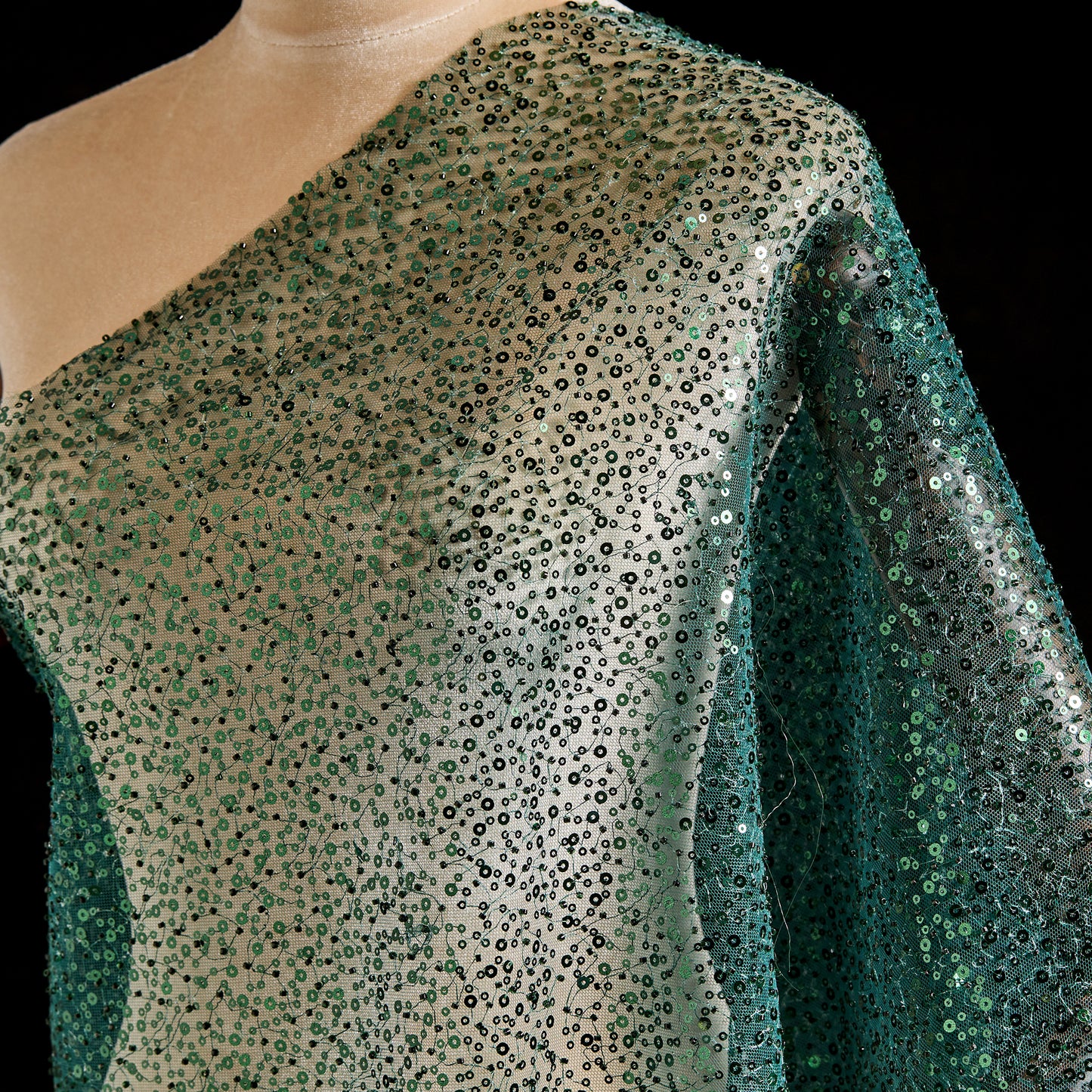 FT25-146-Dark green embroidered fabric