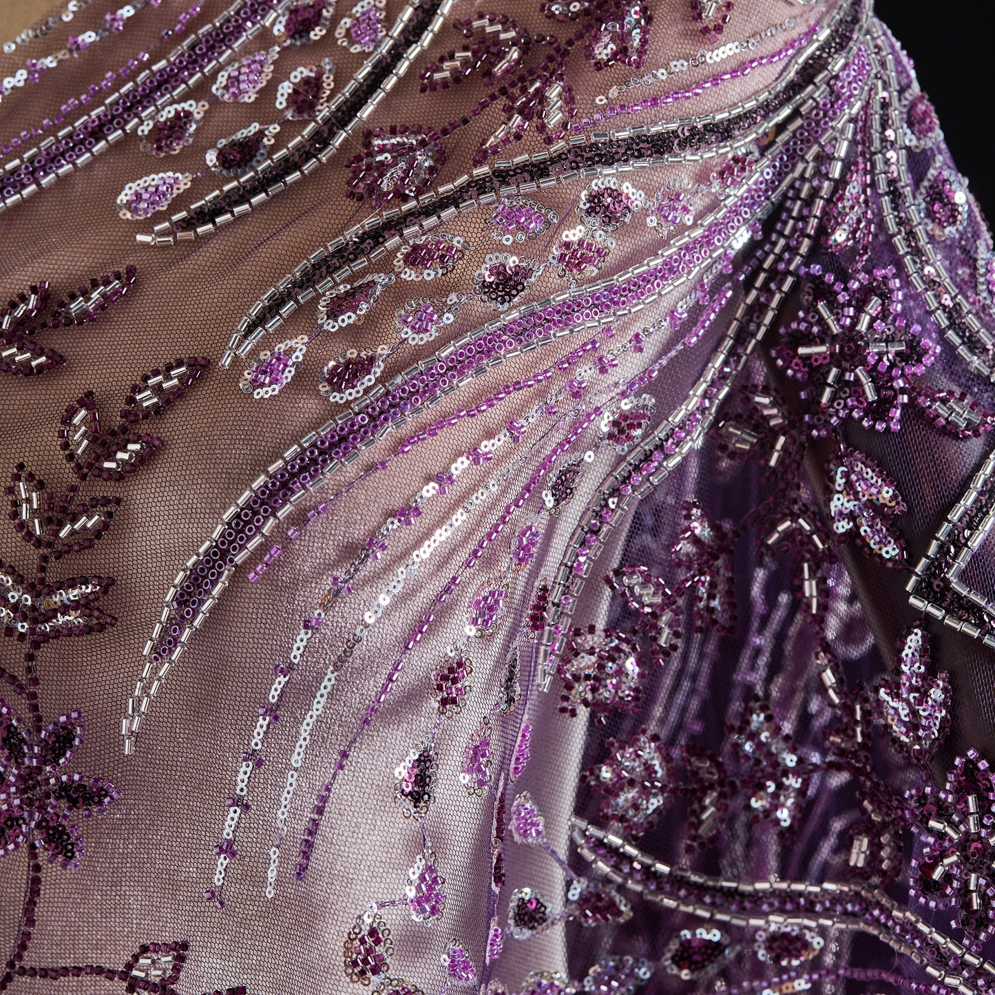 FT25-162-Purple embroidered fabric