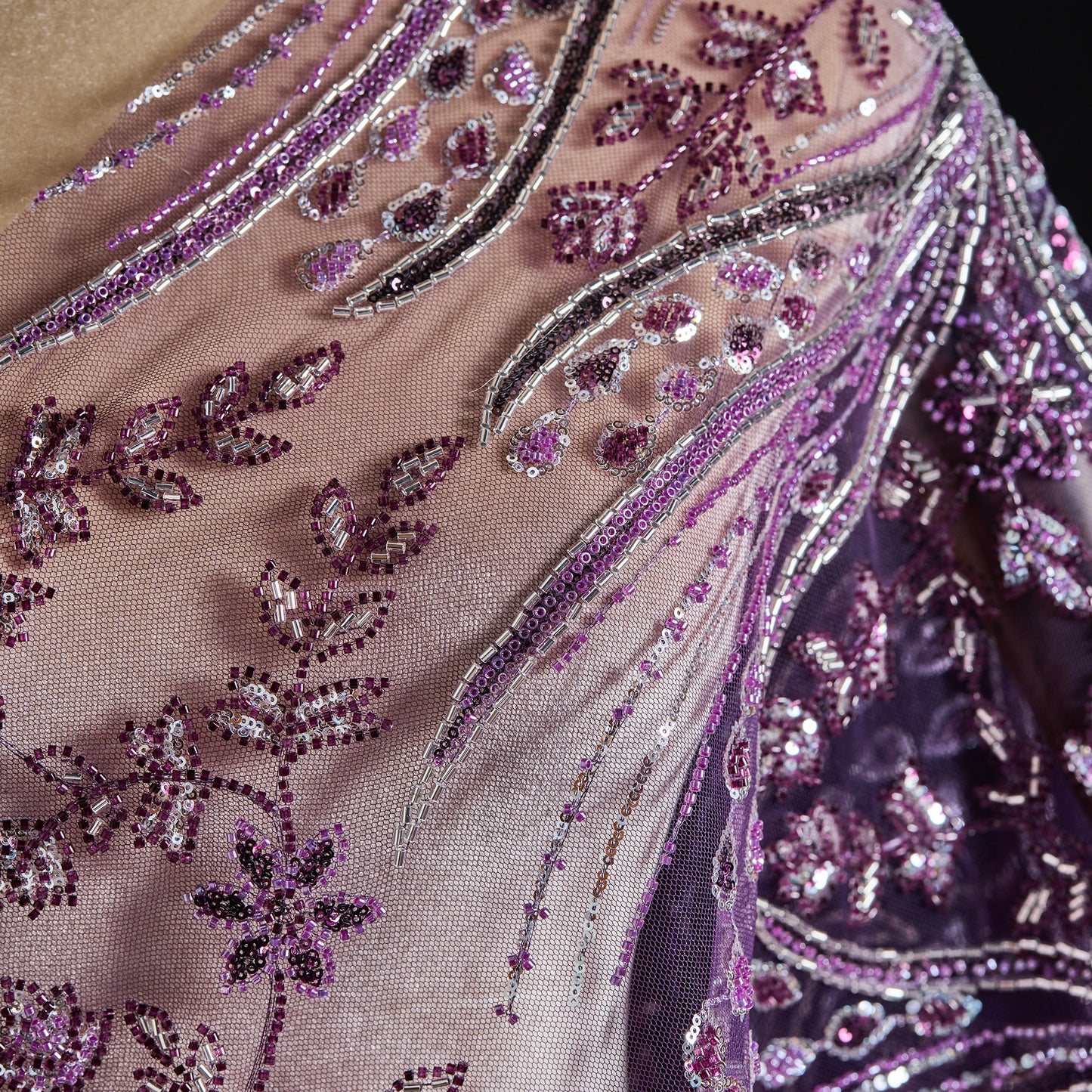 FT25-162-Purple embroidered fabric