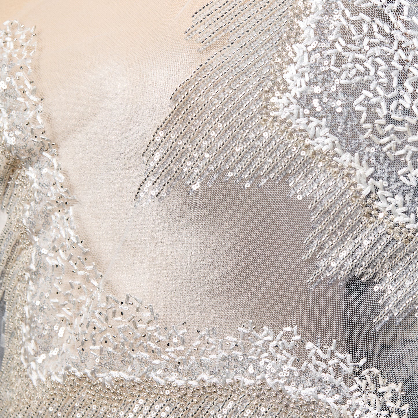 FT25-165B-White tassel embroidered fabric