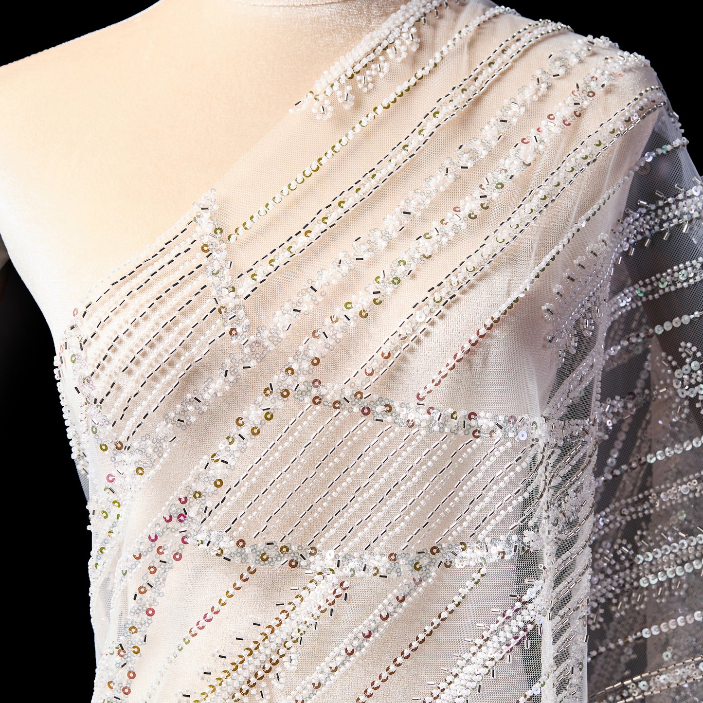 LY23-508-White line embroidered fabric