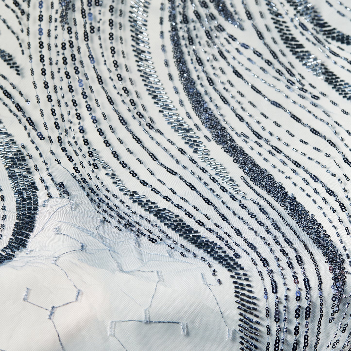 FT25-207B-Gray blue sequin embroidered fabric