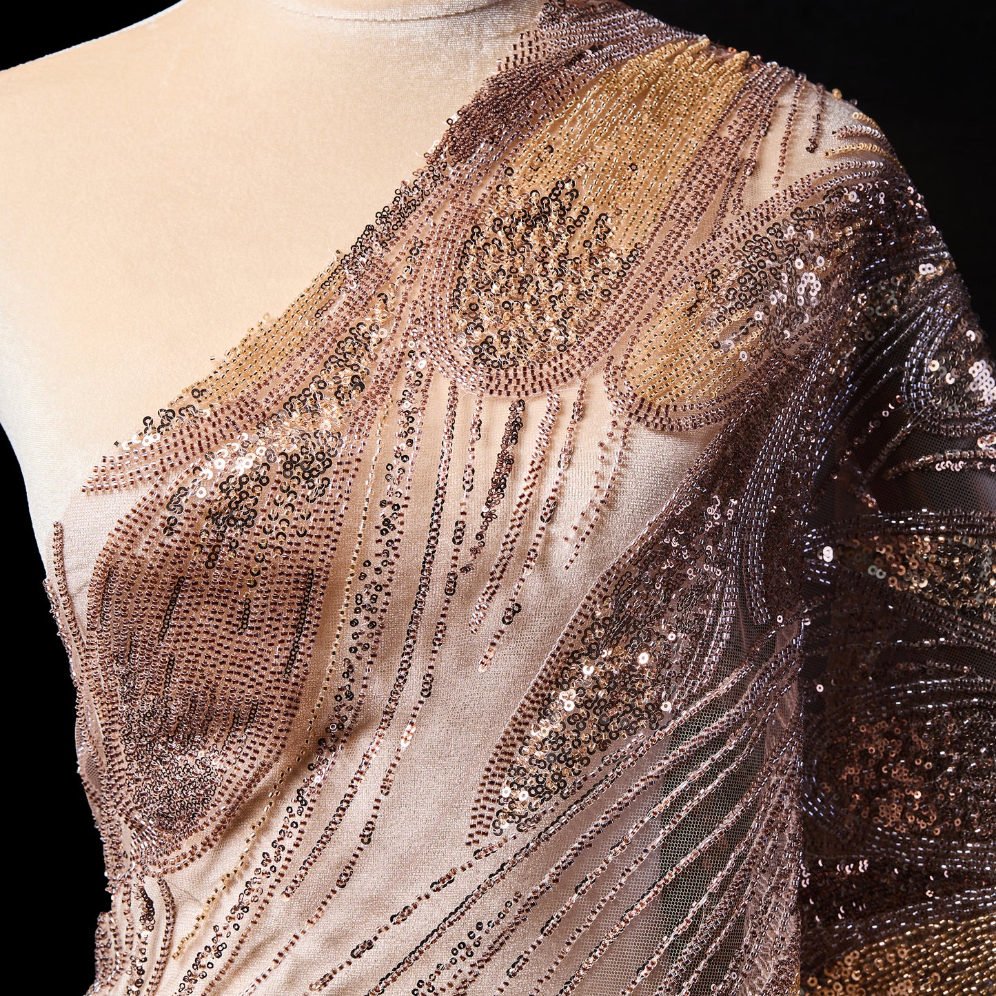 FT25-245-Gold ornate embroidered fabric