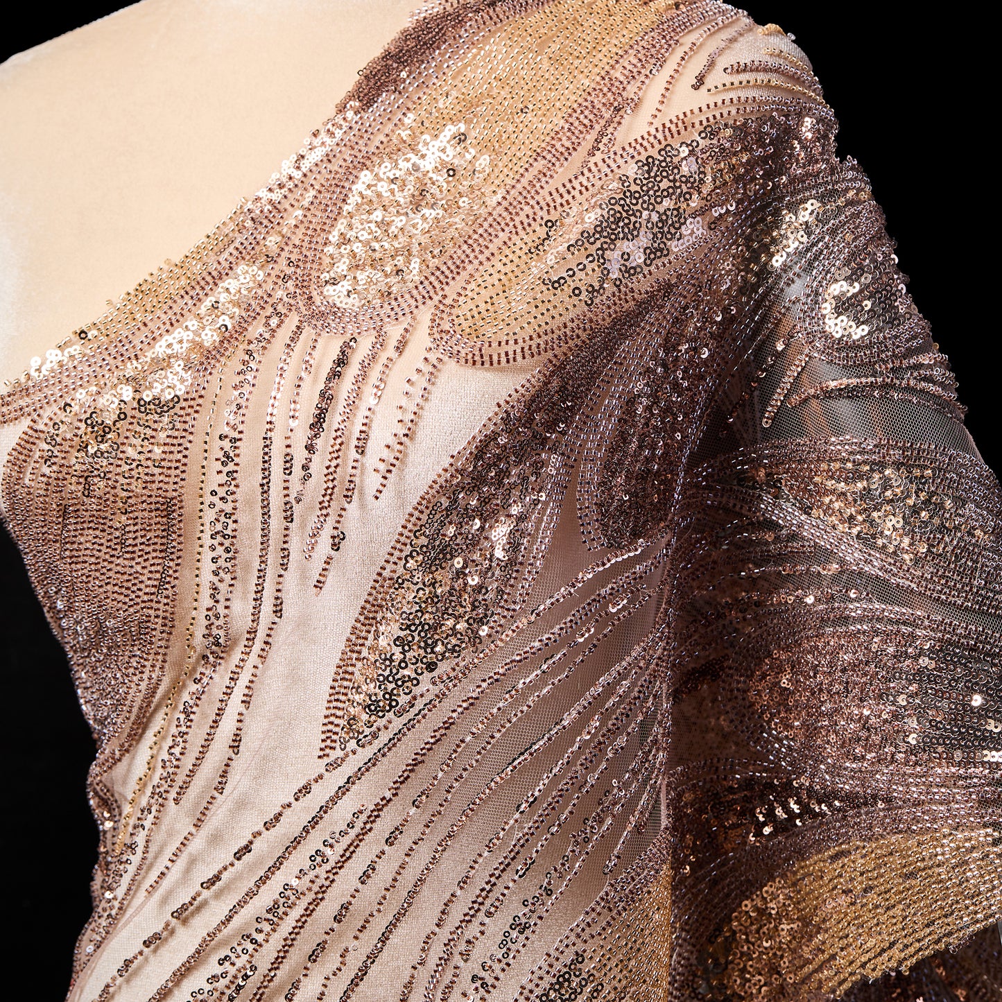 FT25-245-Gold ornate embroidered fabric