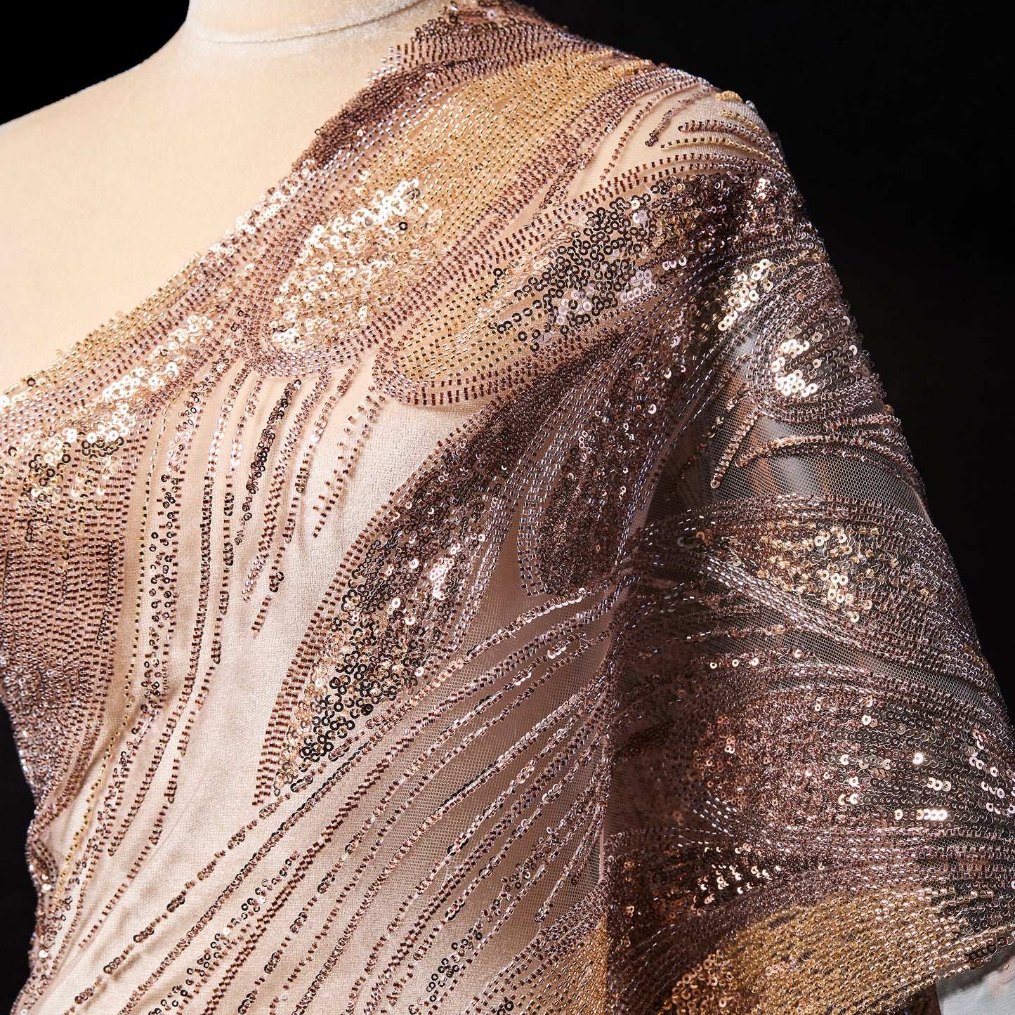 FT25-245-Gold ornate embroidered fabric
