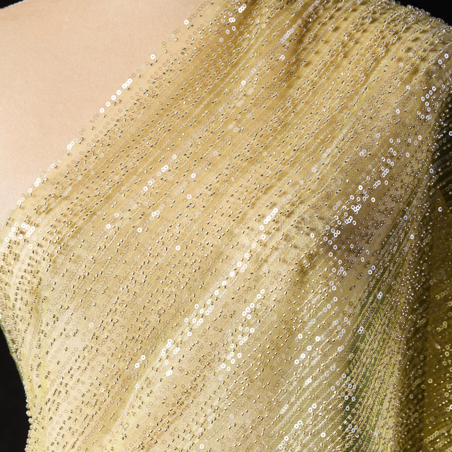 FT25-302-Gold sequined textile