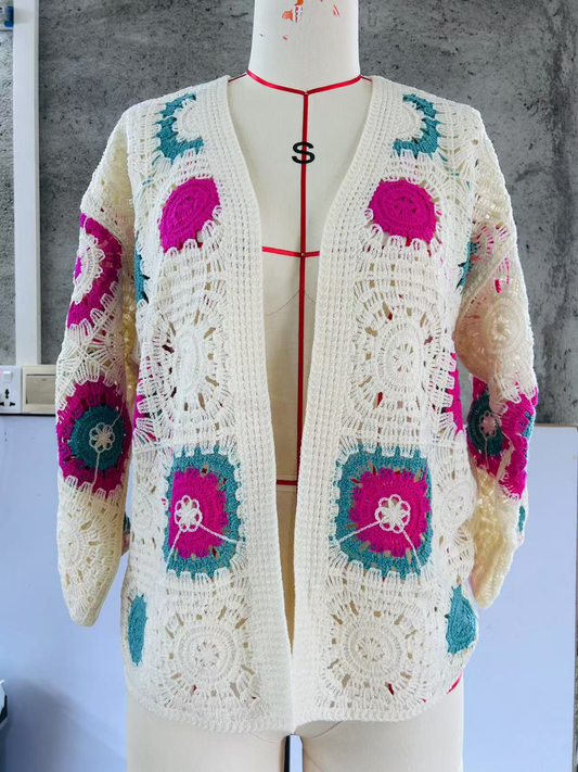 S012600192-Imitation hand-hooked cardigan