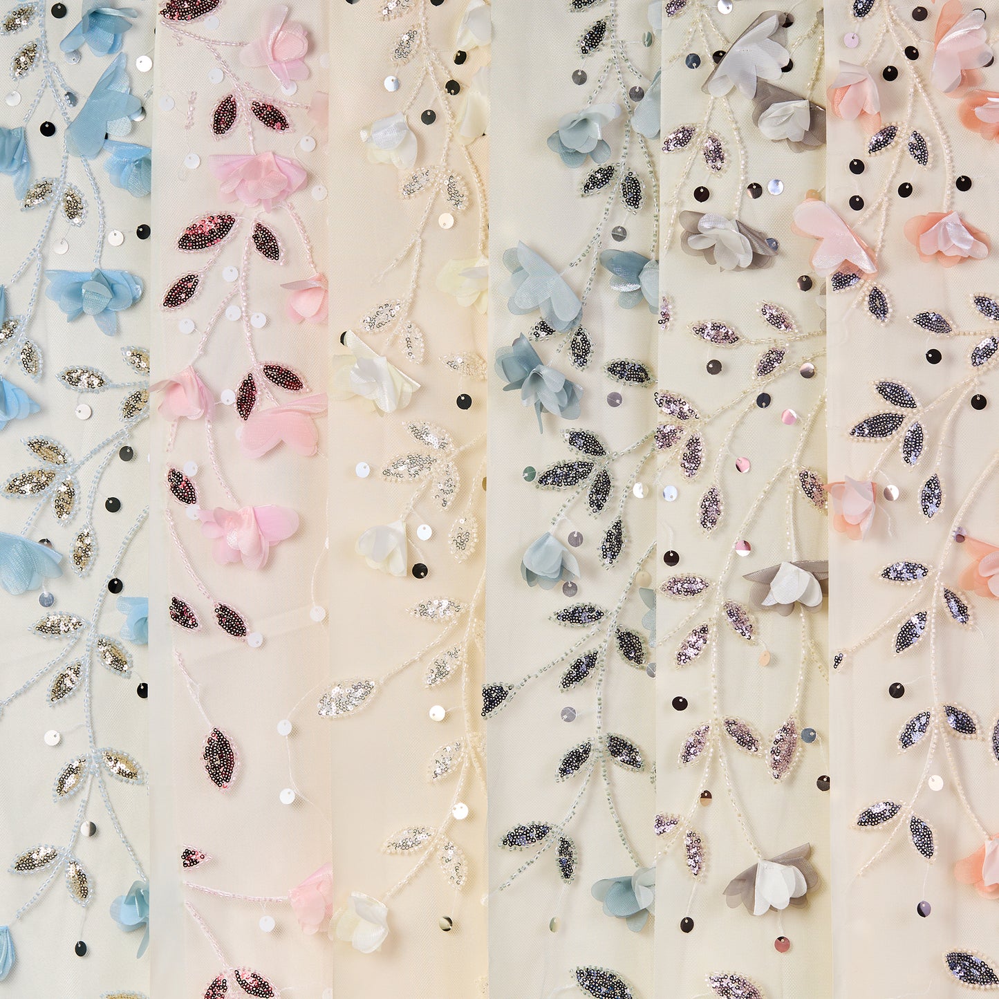 FT25-128D-Silver floral embroidery fabric