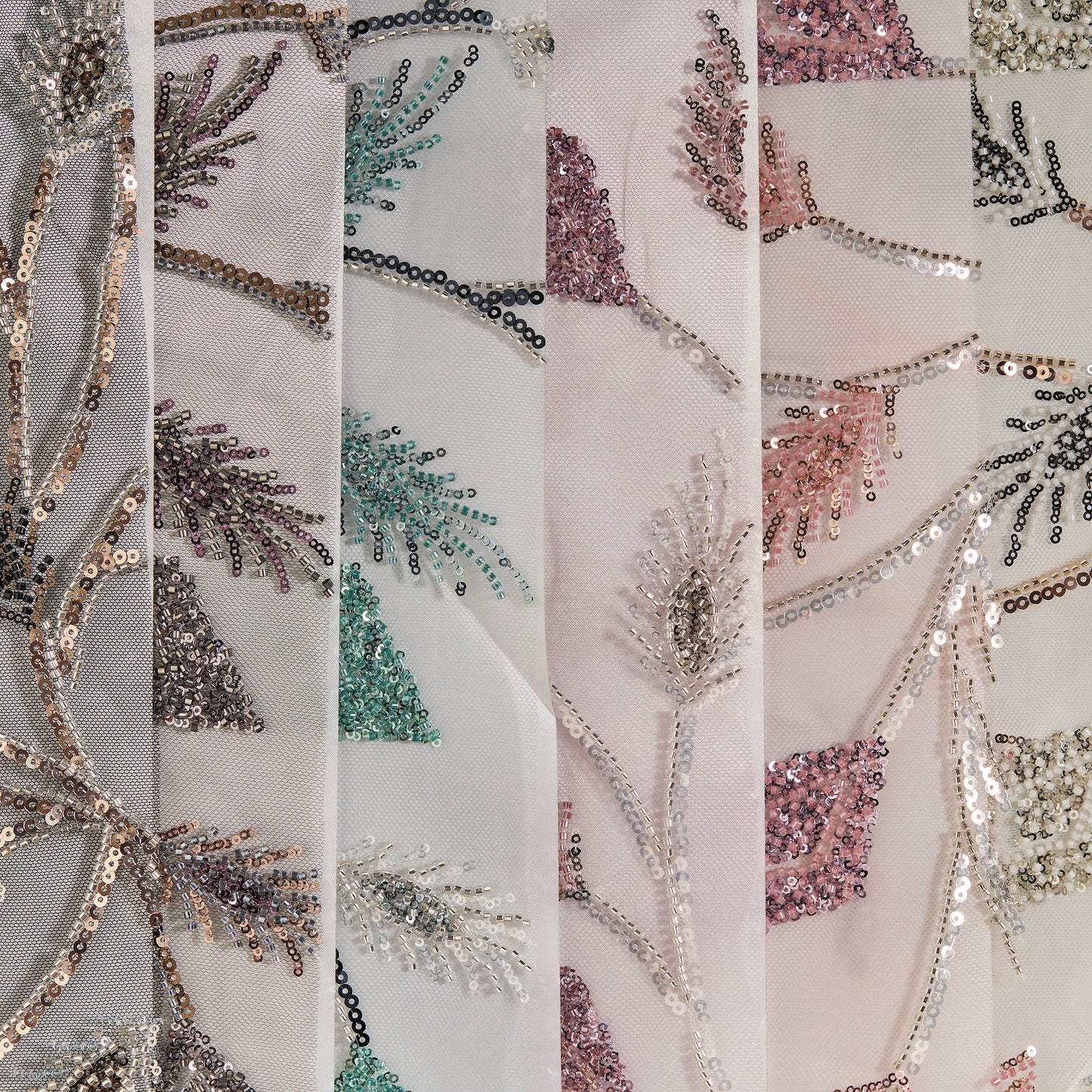 FT25-241T-Gold and pink embroidered fabric