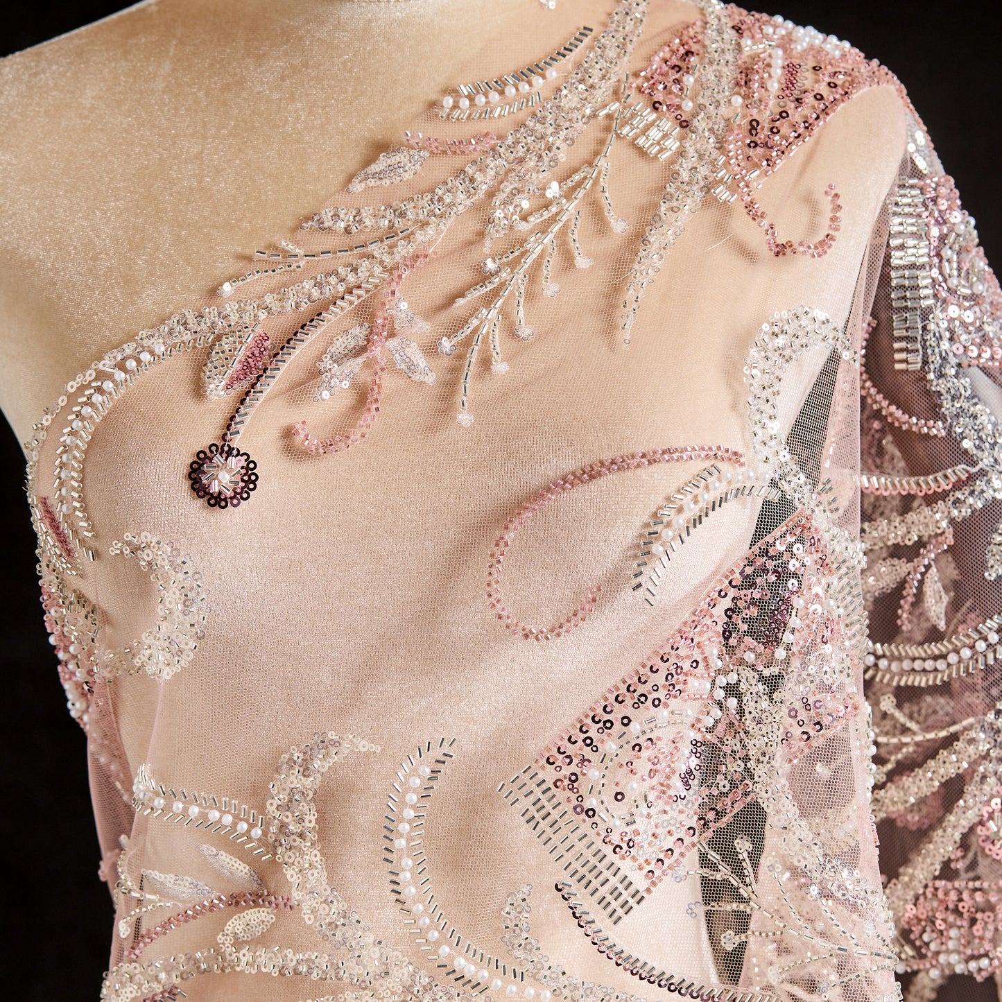 FT25-104-Pink embroidered fabric