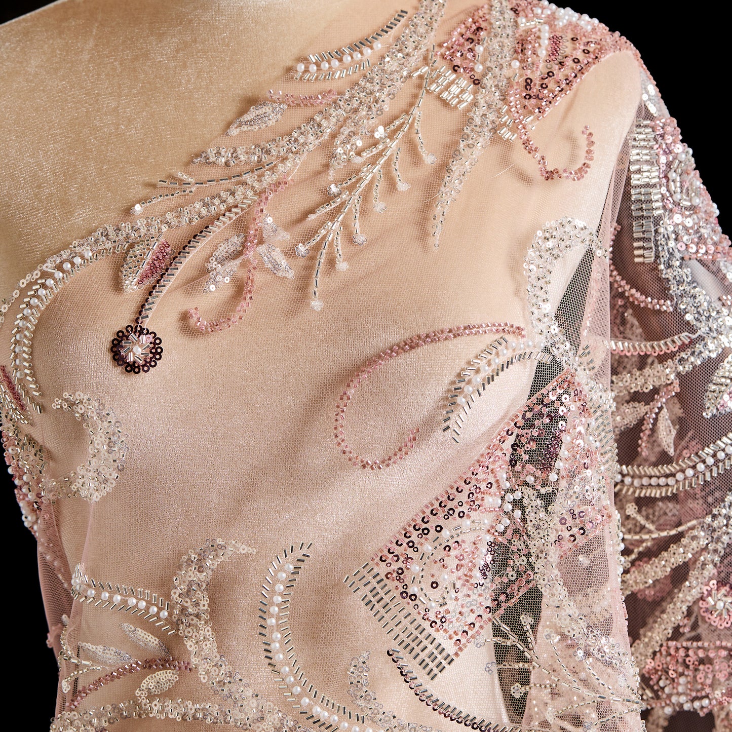 FT25-104-Pink embroidered fabric