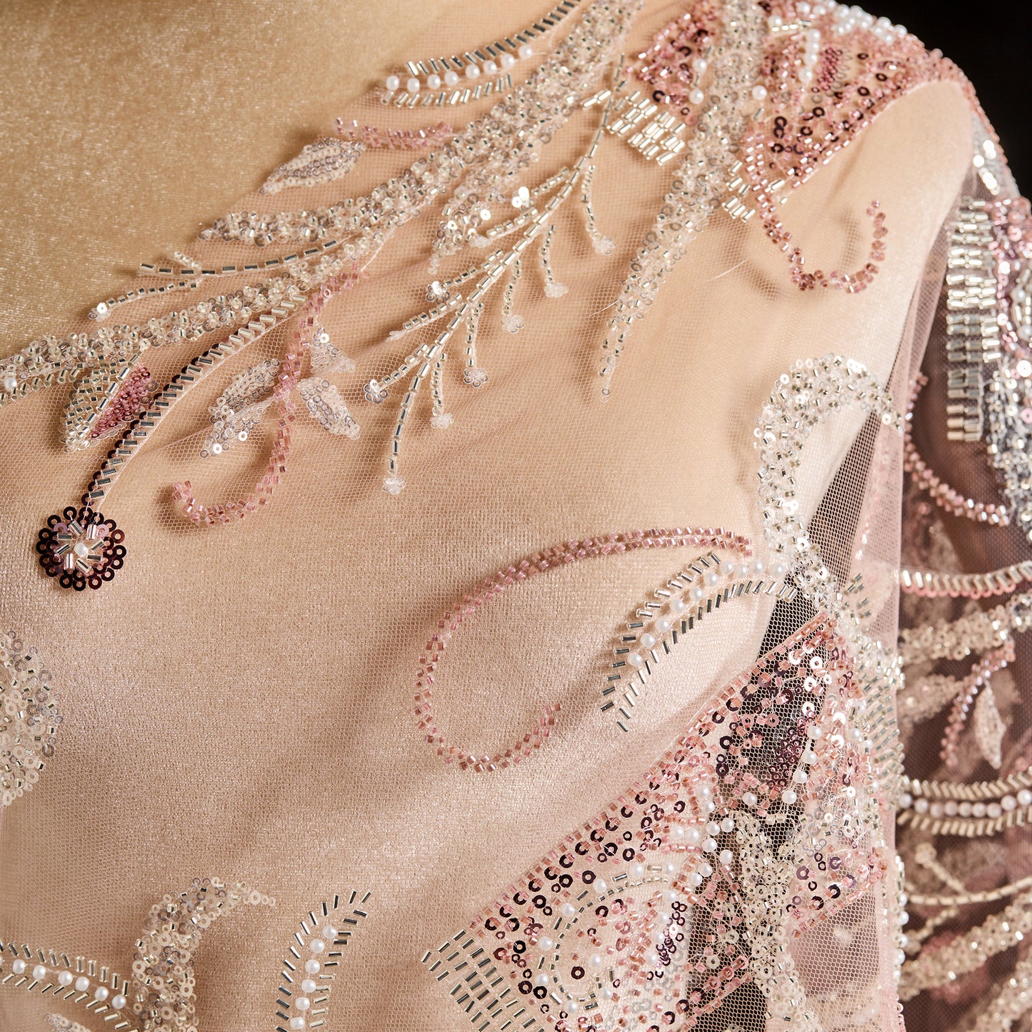 FT25-104-Pink embroidered fabric