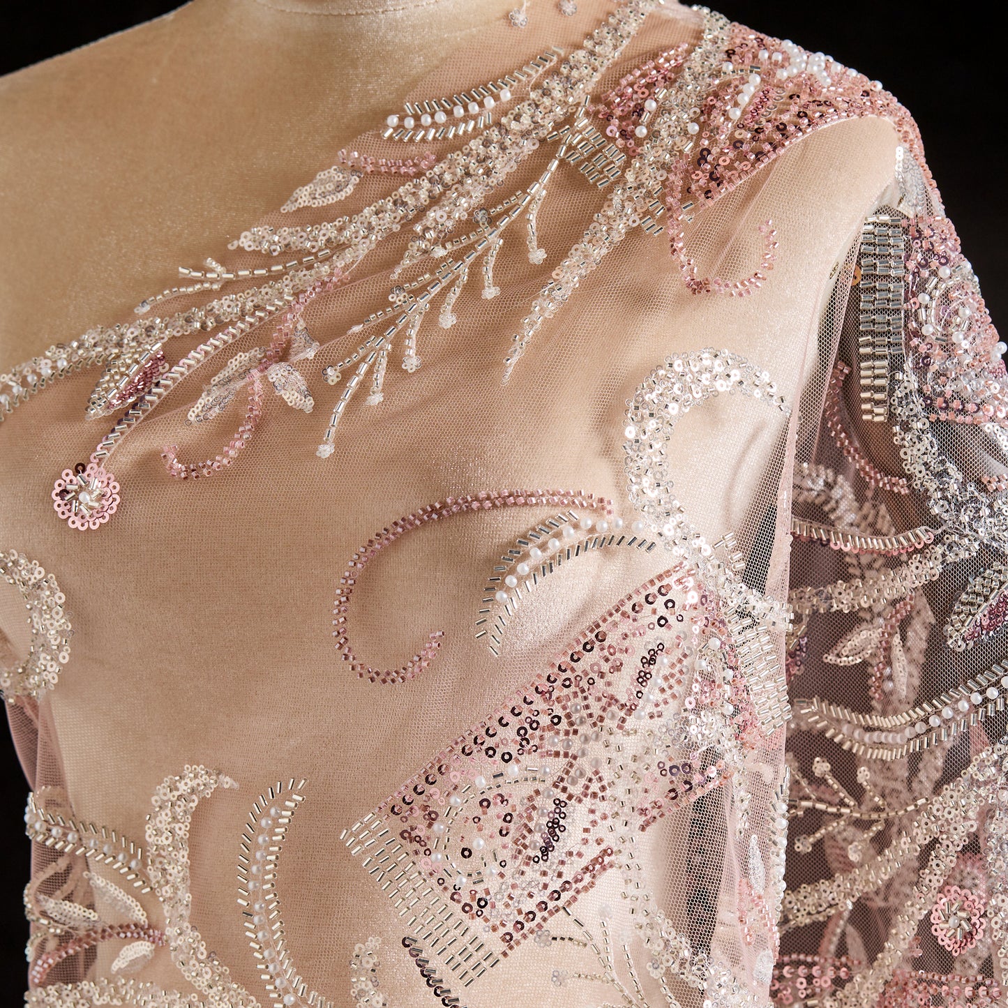 FT25-104-Pink embroidered fabric