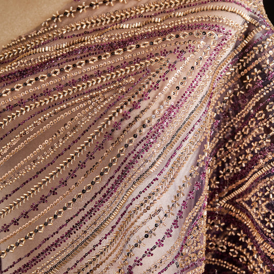 FT25-276-Fuchsia embroidered fabric