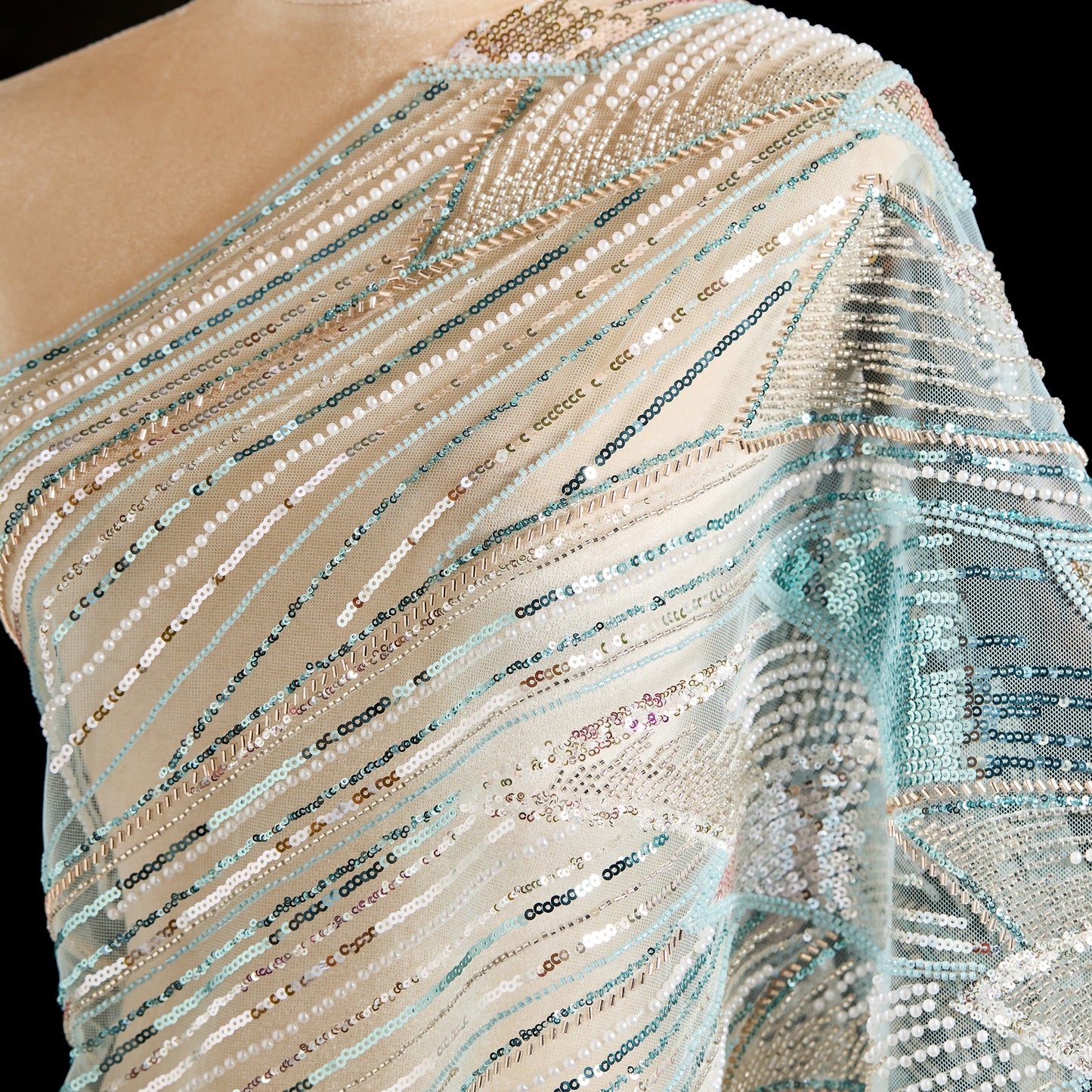 FT25-004-Colorful line embroidery fabric