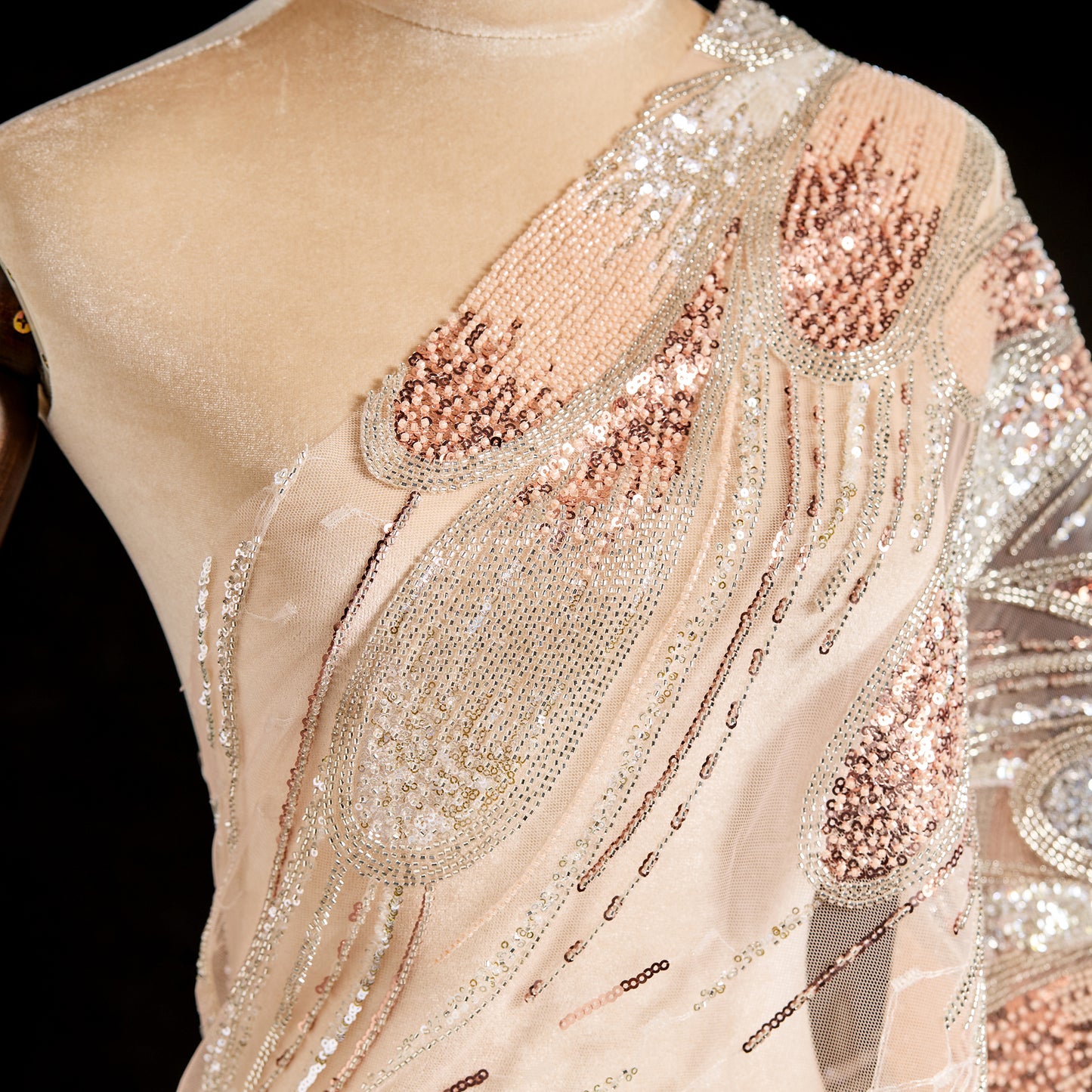 FT25-043-Gold embroidered fabric