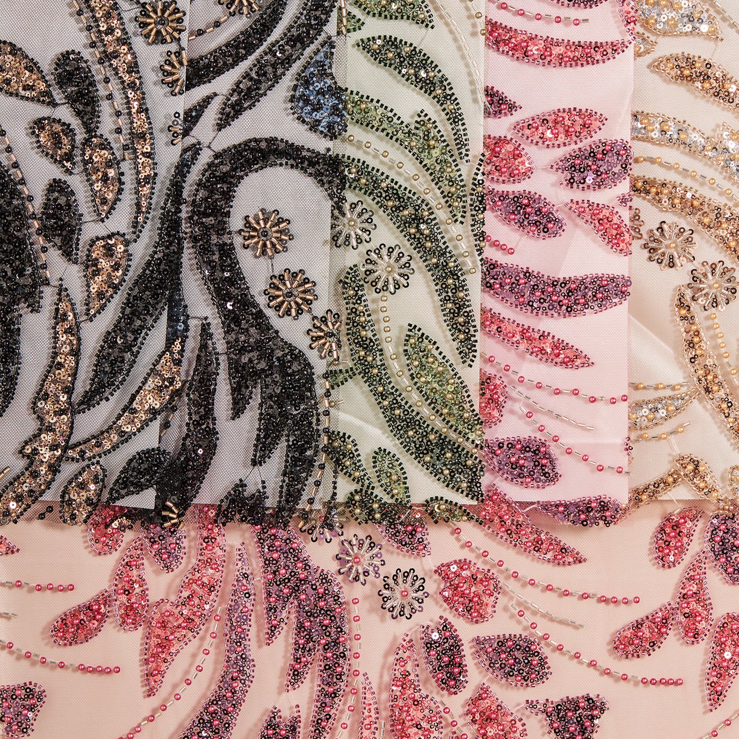 FT25-107-Red ornate embroidered fabric