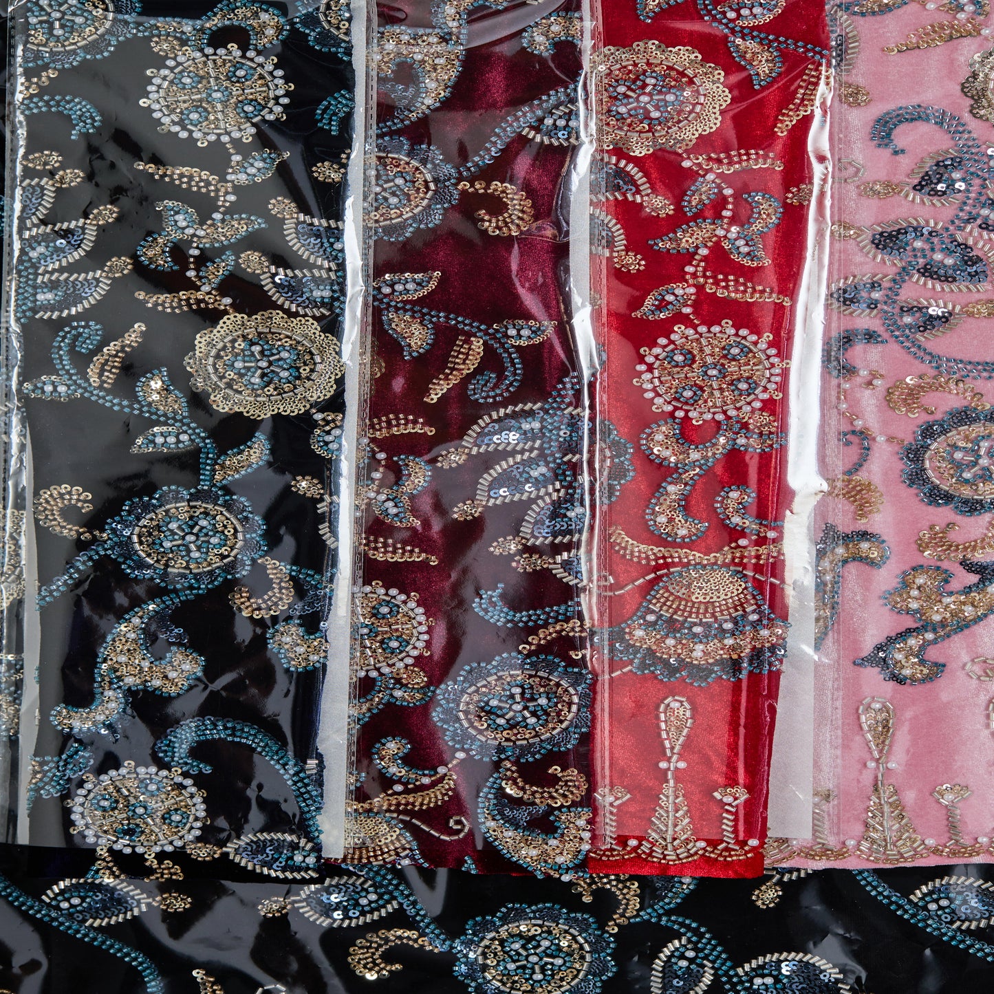 FT25-297-Dark blue embroidered fabric
