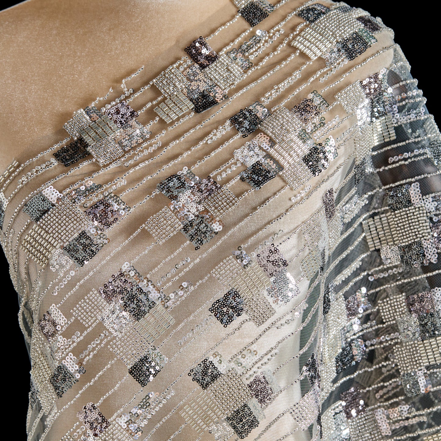 FT25-042-Square pattern embroidered fabric