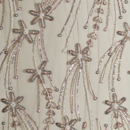 FT25-257-Pink embroidered fabric