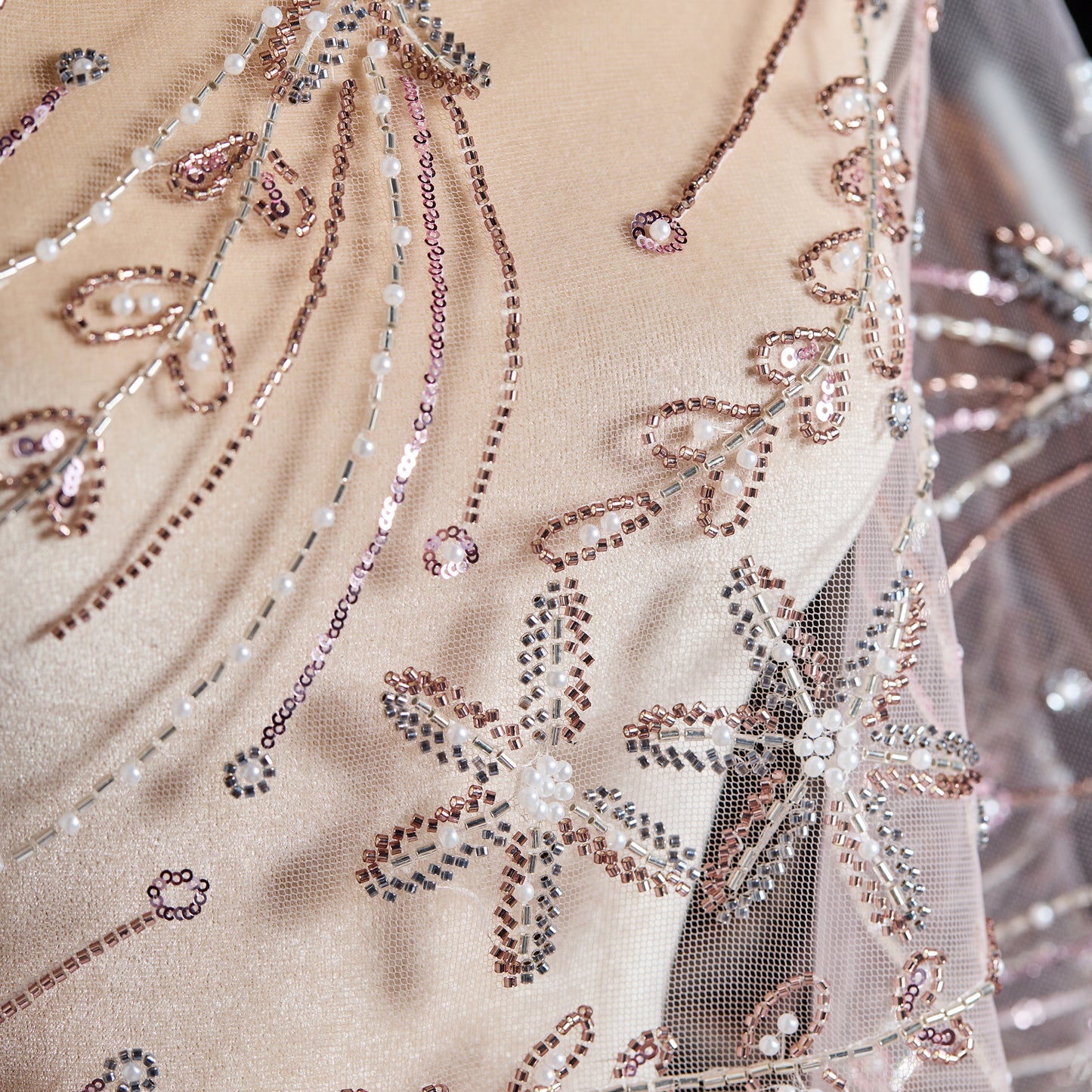 FT25-257-Pink embroidered fabric