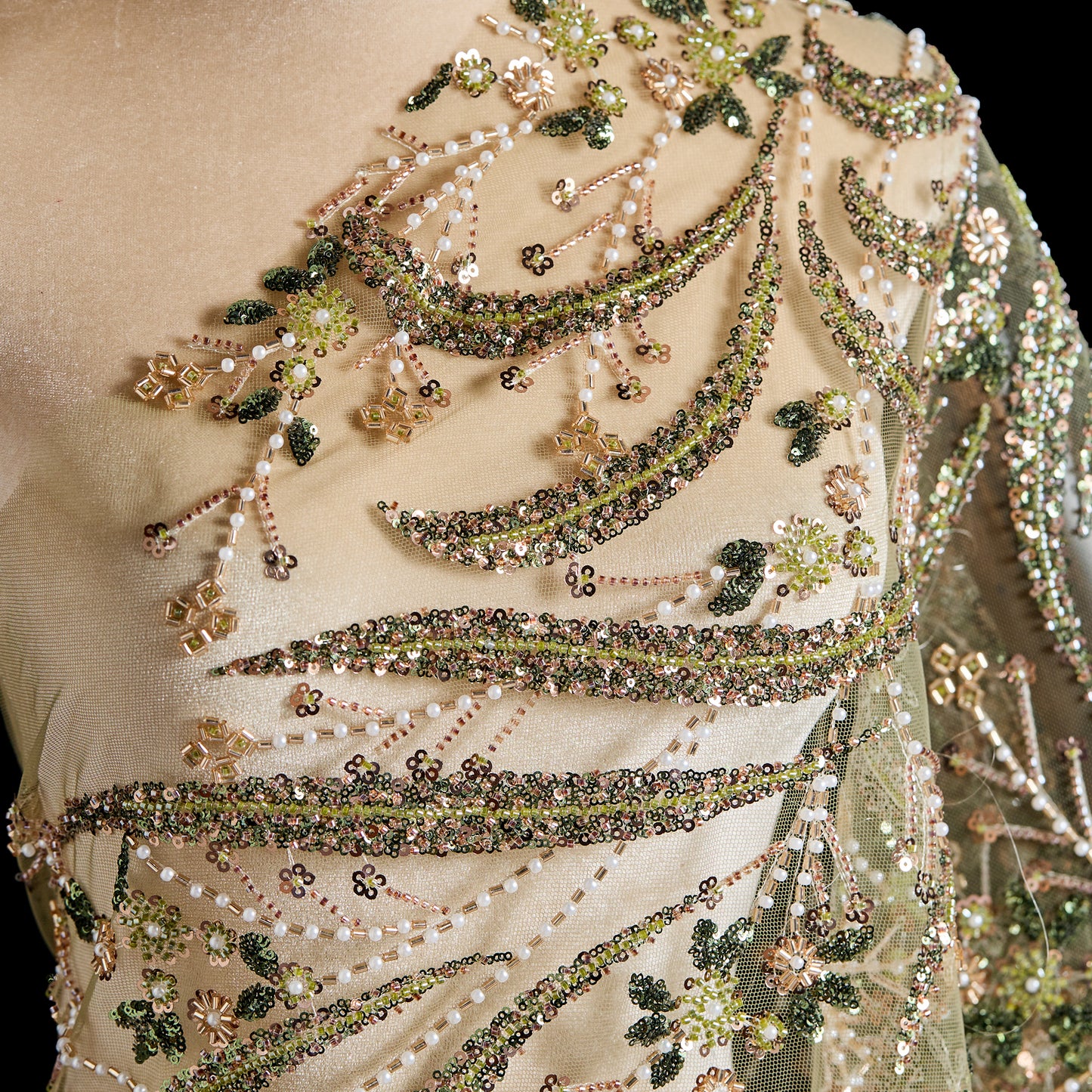 FT25-263-Gold embroidered fabric