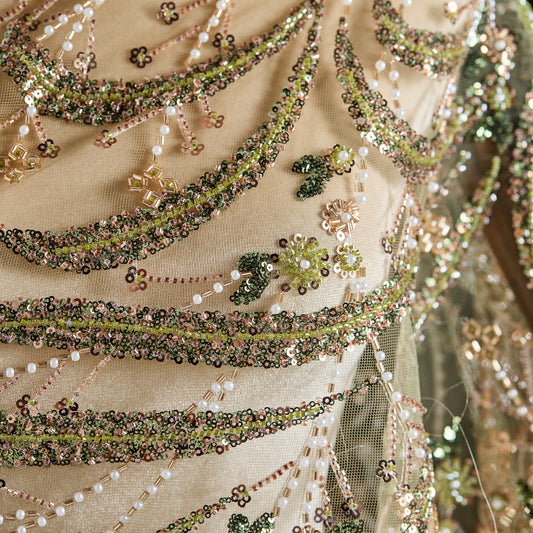 FT25-263-Gold embroidered fabric