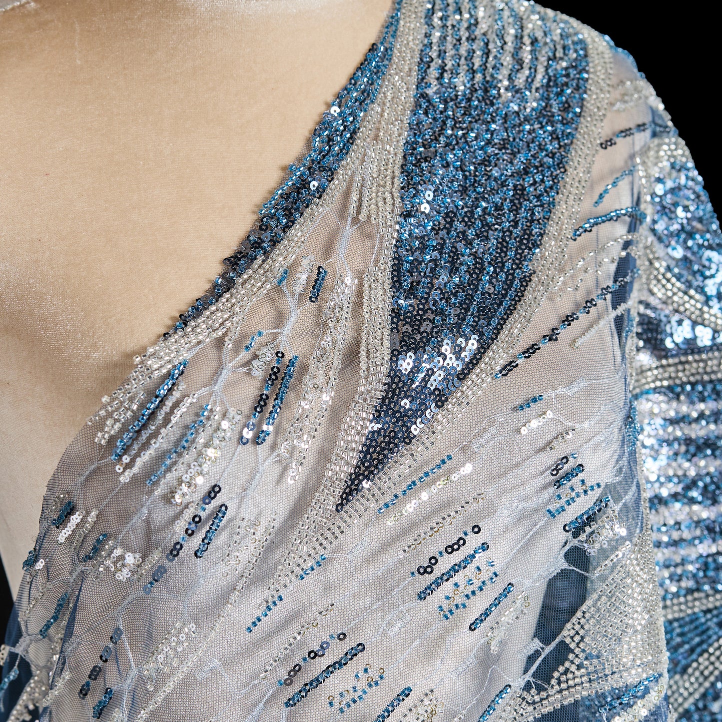 FT25-031B-blue embroidered fabric