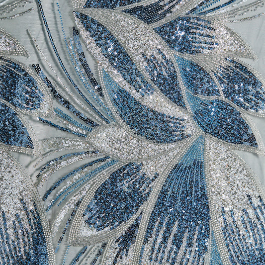 FT25-031B-blue embroidered fabric