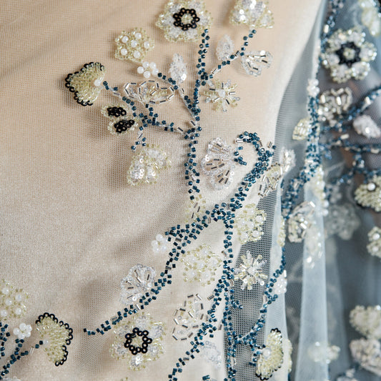 FT25-290T-green embroidered fabric
