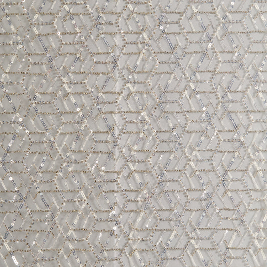 FT25-152-White diamond pattern embroidered fabric