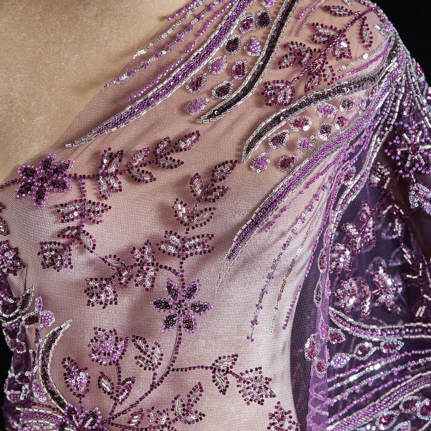 FT25-162-Purple embroidered fabric