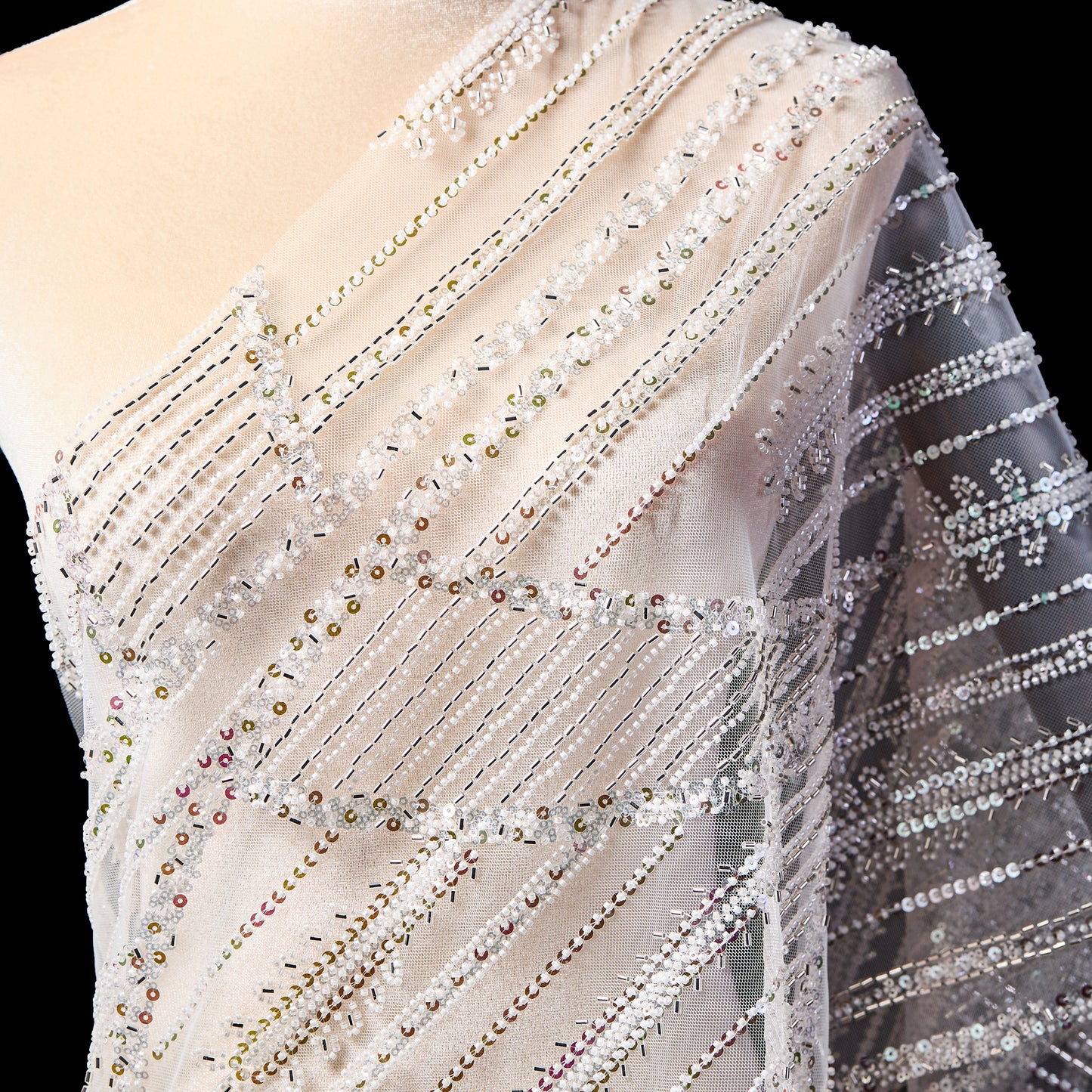 LY23-508-White line embroidered fabric