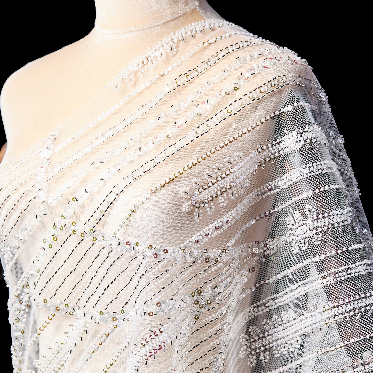 LY23-508-White line embroidered fabric