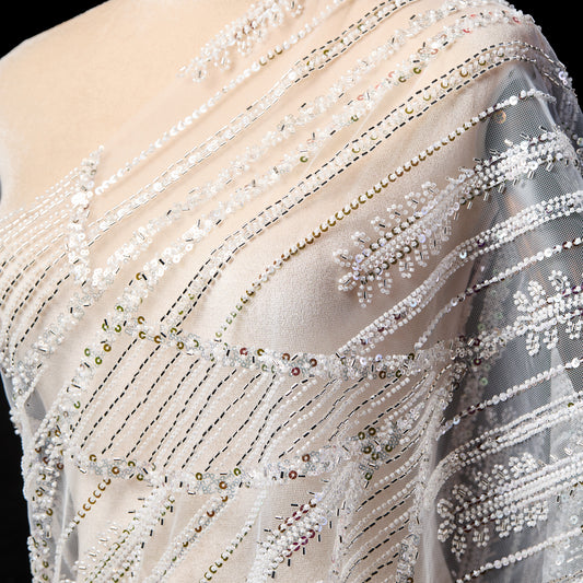 LY23-508-White line embroidered fabric