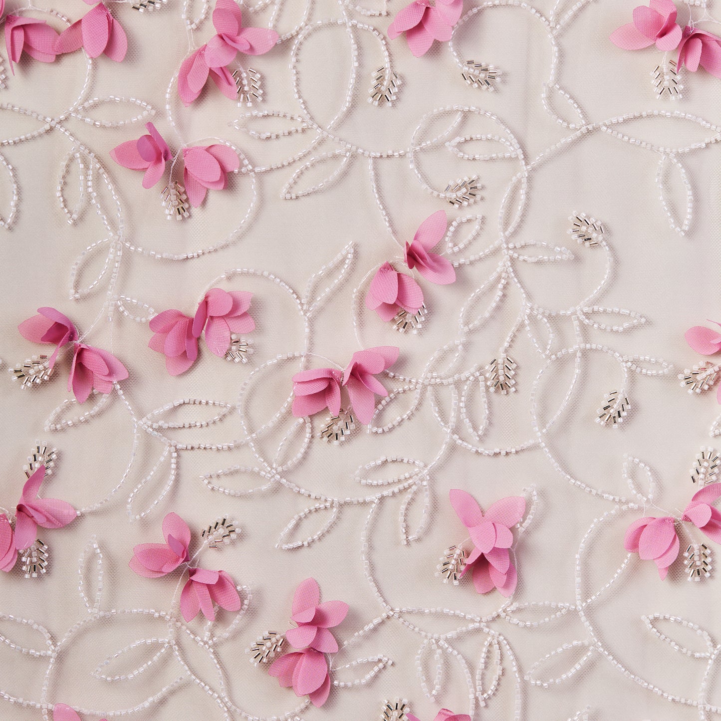 M23-27（Order flowers）-Pink flower pattern embroidered fabric