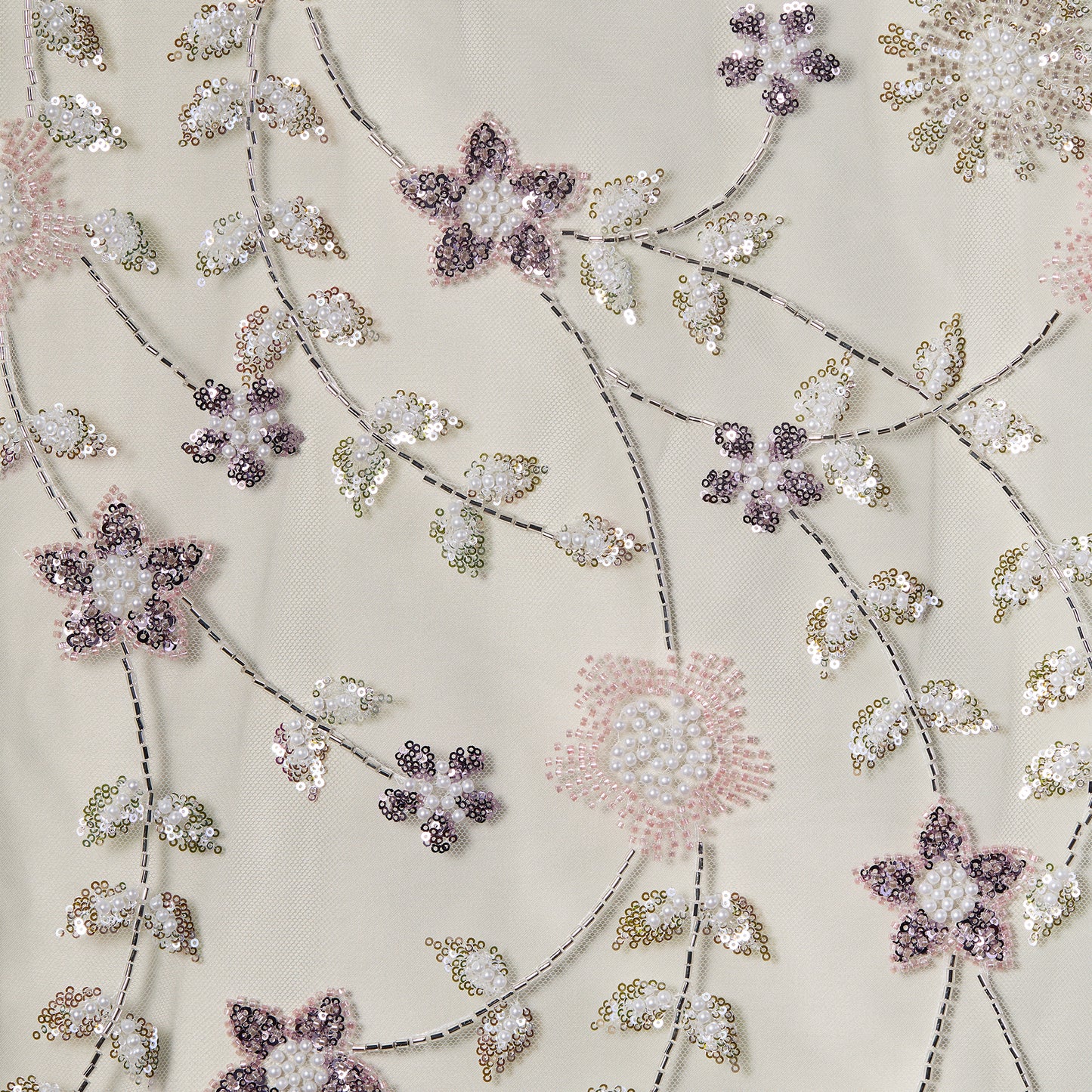 FT25-242-Pink and purple embroidered fabric