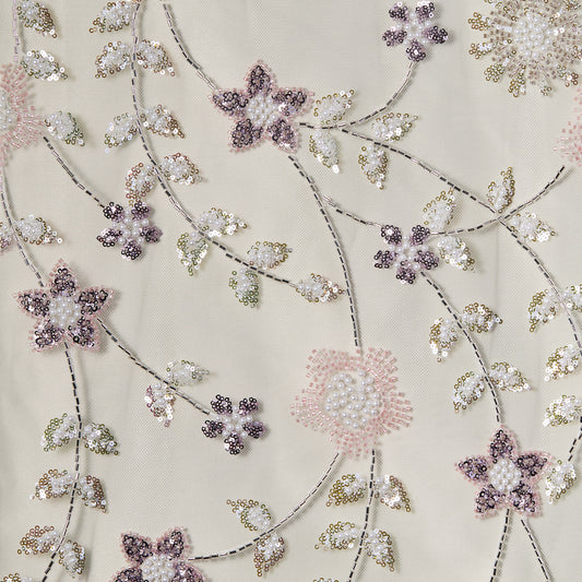 FT25-242-Pink and purple embroidered fabric