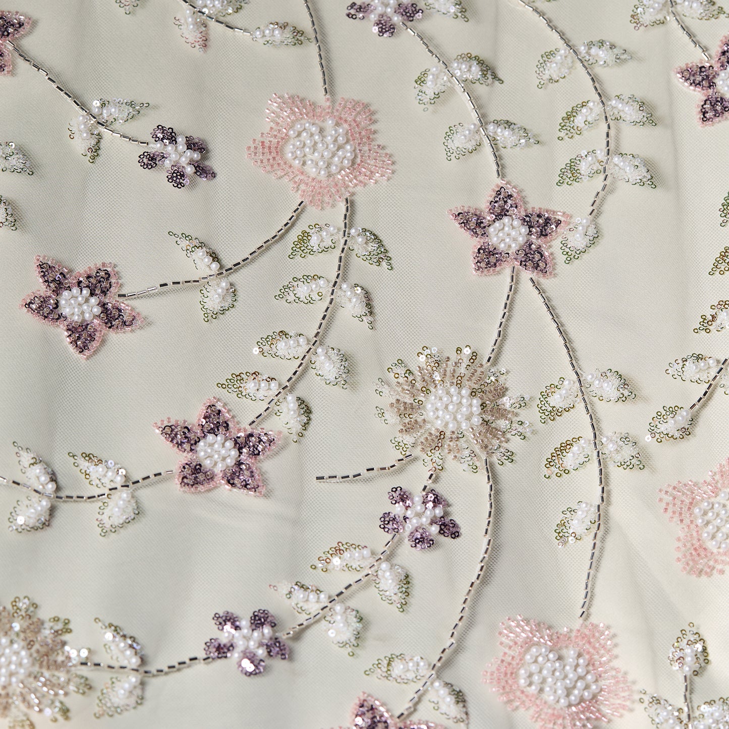 FT25-242-Pink and purple embroidered fabric